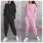 Damski zestaw 2-częściowy: bluzka z długim rękawem i okrągłym dekoltem + spodnie🧥+👖