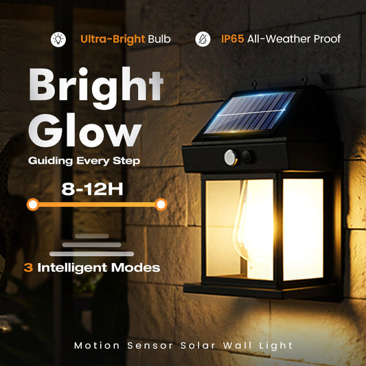 ☀️ 50% RABATU 🌙 | Lampa ścienna zasilana energią słoneczną – czujnik ruchu i odporność na warunki atmosferyczne