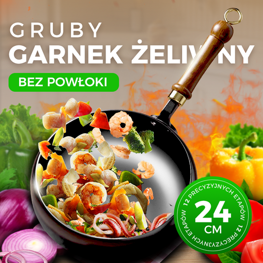 🍳 Ultralekka, niepowlekana, gruba żeliwna patelnia nieprzywierająca