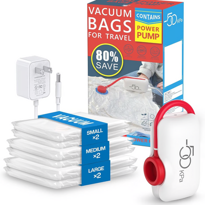 ⏳🔥Ograniczony czasowo rabat 50%✨Zestaw 6 worków kompresyjnych do elektrycznego odkurzacza USB – oszczędzaj miejsce, podróżuj z lekkim bagażem!