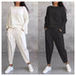 Damski zestaw 2-częściowy: bluzka z długim rękawem i okrągłym dekoltem + spodnie🧥+👖