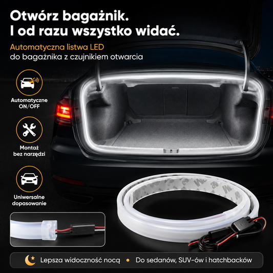 Automatyczna Taśma LED do Bagażnika – Jasne Oświetlenie, Łatwy Montaż i Uniwersalne Dopasowanie