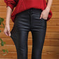 3-button Quilted Matte Leather Leggings for Women