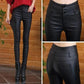 3-button Quilted Matte Leather Leggings for Women