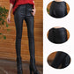 3-button Quilted Matte Leather Leggings for Women