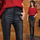 3-button Quilted Matte Leather Leggings for Women