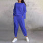 Damski zestaw 2-częściowy: bluzka z długim rękawem i okrągłym dekoltem + spodnie🧥+👖