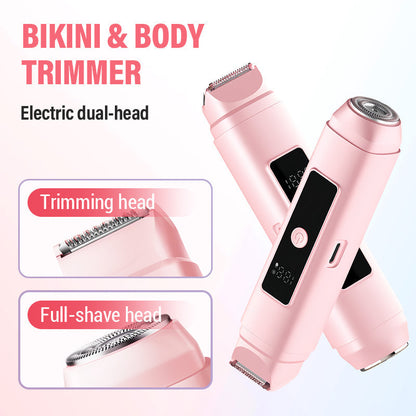 Elektryczny, dwugłowy depilator do strefy bikini i ciała