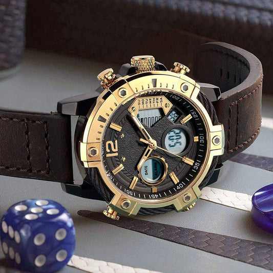 🎅 Ekskluzywna promocja mikołajkowa! 50% TANIEJ ✨ Wielofunkcyjny zegarek męski (podwójny wyświetlacz) –  wodoodporny 3ATM, kwarcowy i sportowy  (Idealny prezent mikołajkowy dla nowoczesnego mężczyzny!)