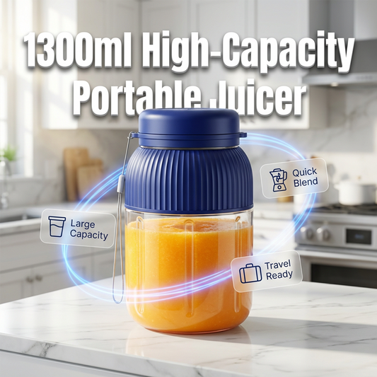 ⏰ Masz wielką ochotę na smoothie, ale brak czasu? Przenośny blender o pojemności 1300 ml zmiksuje wszystko – ładujesz go przez USB gdziekolwiek jesteś.