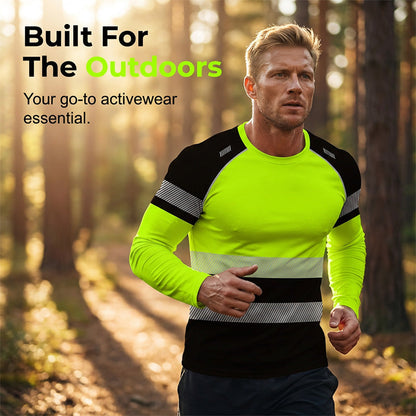 👕 50% ZNIŻKI! 🏃‍♂️ Męska sportowa koszulka z długim rękawem – odprowadzająca wilgoć i z dyskretnym nadrukiem – Idealna na aktywne dni, jogging lub czas wolny – przewiewna i wygodna 🌿