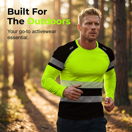 👕 50% ZNIŻKI! 🏃‍♂️ Męska sportowa koszulka z długim rękawem – odprowadzająca wilgoć i z dyskretnym nadrukiem – Idealna na aktywne dni, jogging lub czas wolny – przewiewna i wygodna 🌿