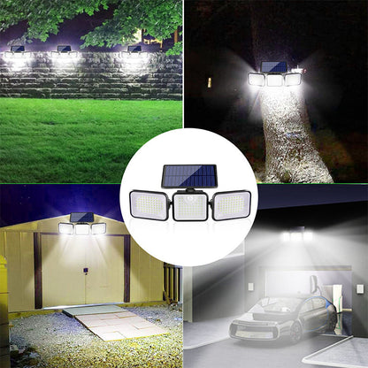 Lampa Solarna LED z Czujnikiem Ruchu i 3 Regulowanymi Głowicami – Mocne Oświetlenie do Ogrodu, Garażu i Podjazdu