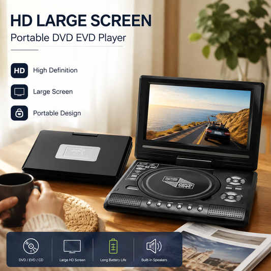 📺 7,8-calowy przenośny odtwarzacz DVD/EVD HD – Duży ekran, akumulator i kompatybilność z DVD/CD/USB/SD – Idealny do domu i w podróży 🔥 50% zniżki