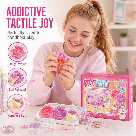 🧁 Zestaw DIY do robienia zabawki sensorycznej "Smażony Lód" z wzorem kocich łapek dla dzieci