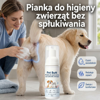 🎁 Kup 1 – drugi gratis! 🐾 Piana do czyszczenia na sucho okolic intymnych zwierząt – bez spłukiwania, dla psów i kotów! ✨🌿