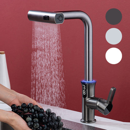 Multifunctional Pull Out Kitchen Sink Faucet with Digital Temperature Display